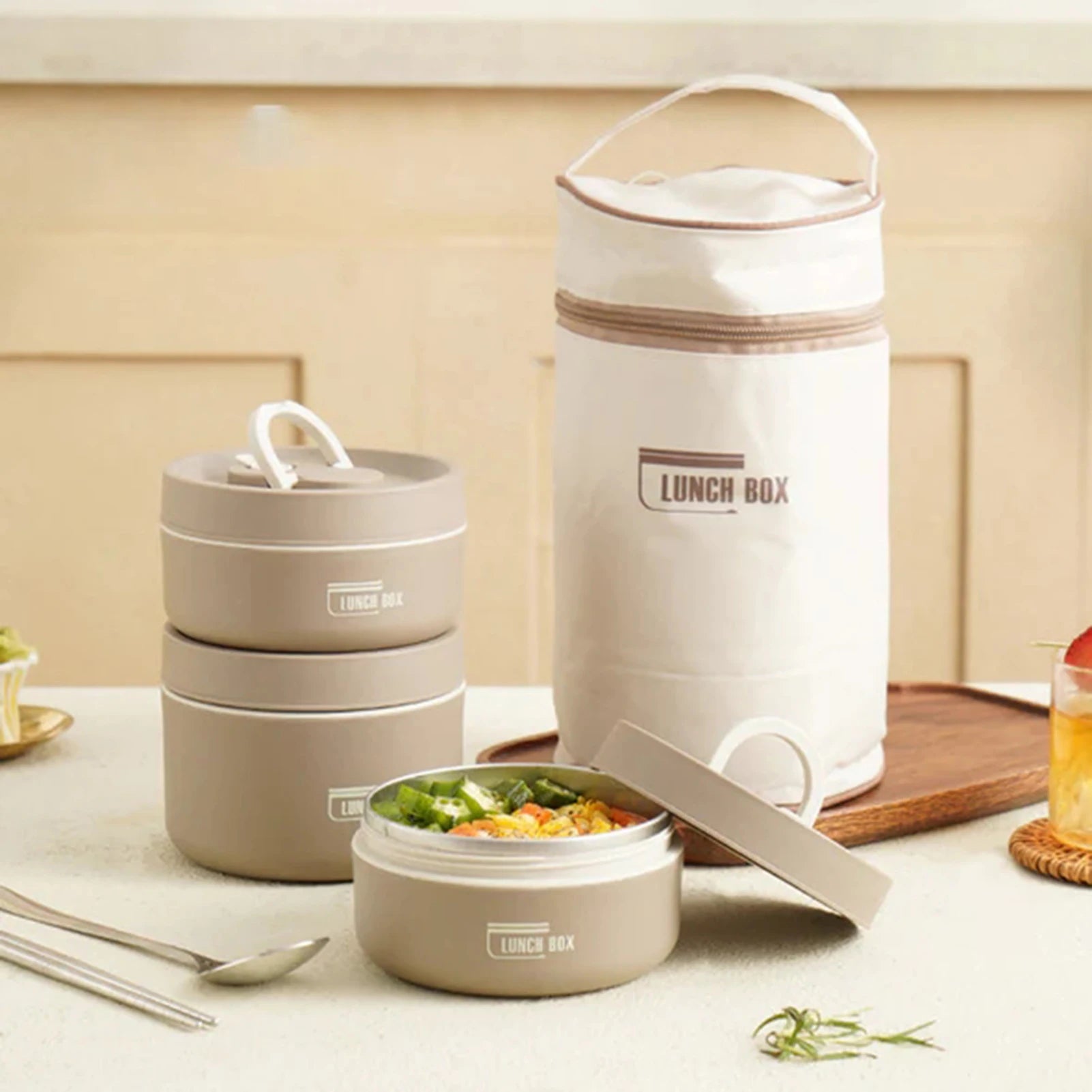 Round Lunch Box with Lid Thermal