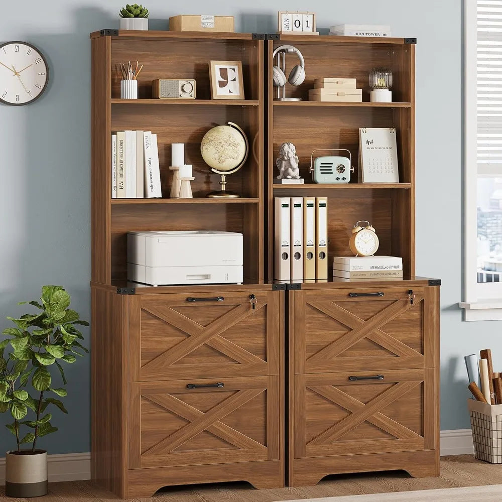 2 Drawer Wood File Cabinet with Lock