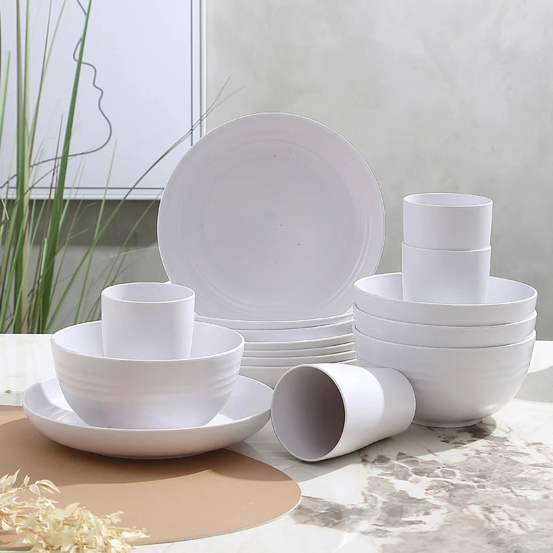 Plastic Wheat Straw Dishware Set