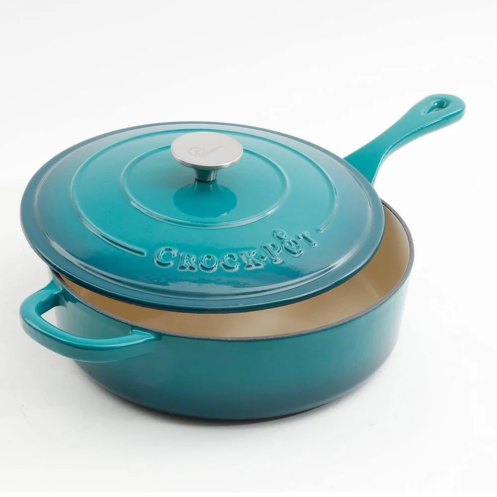 Enameled Cast Iron Skillet with Matching Lid