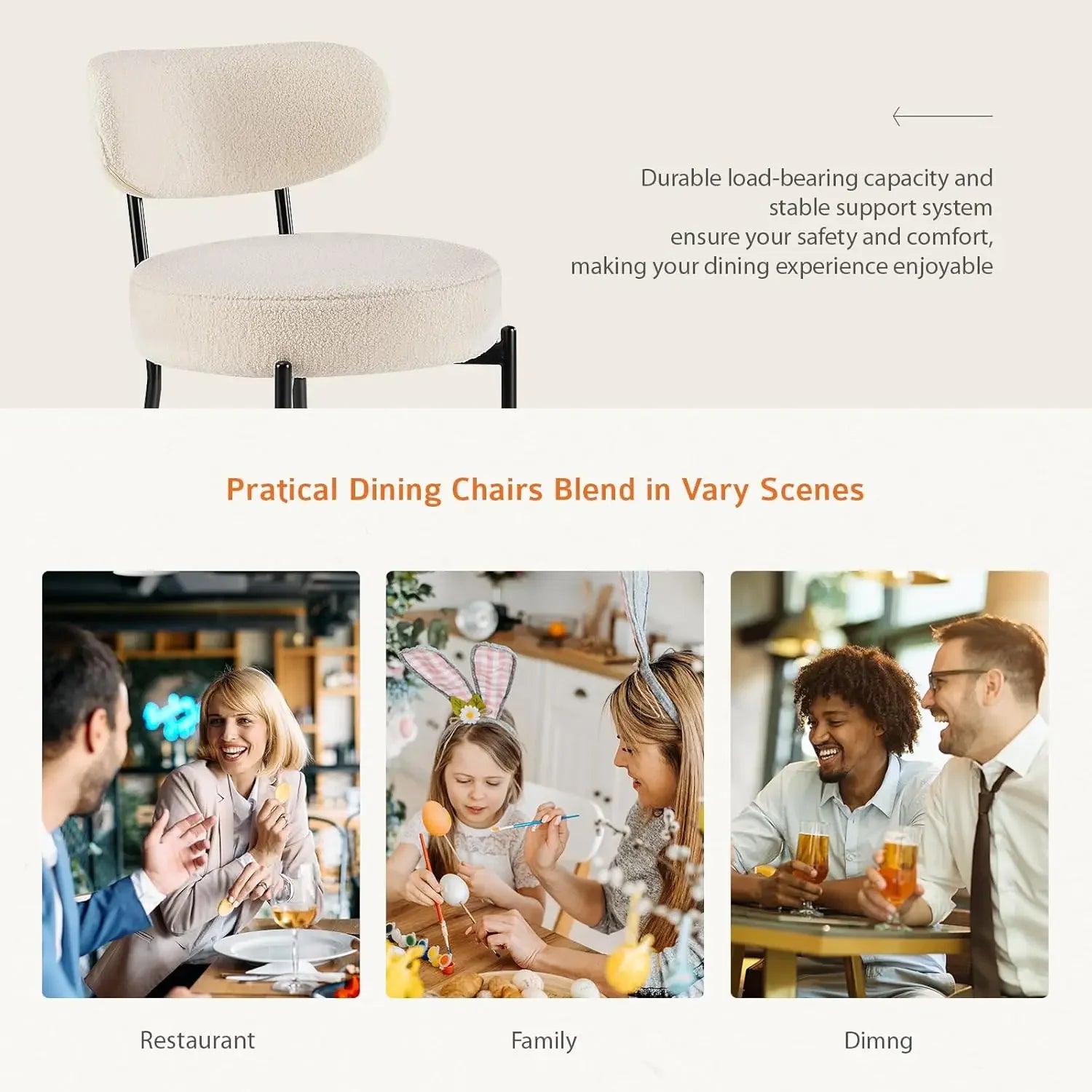 Boucle Dining Chairs Set of 2