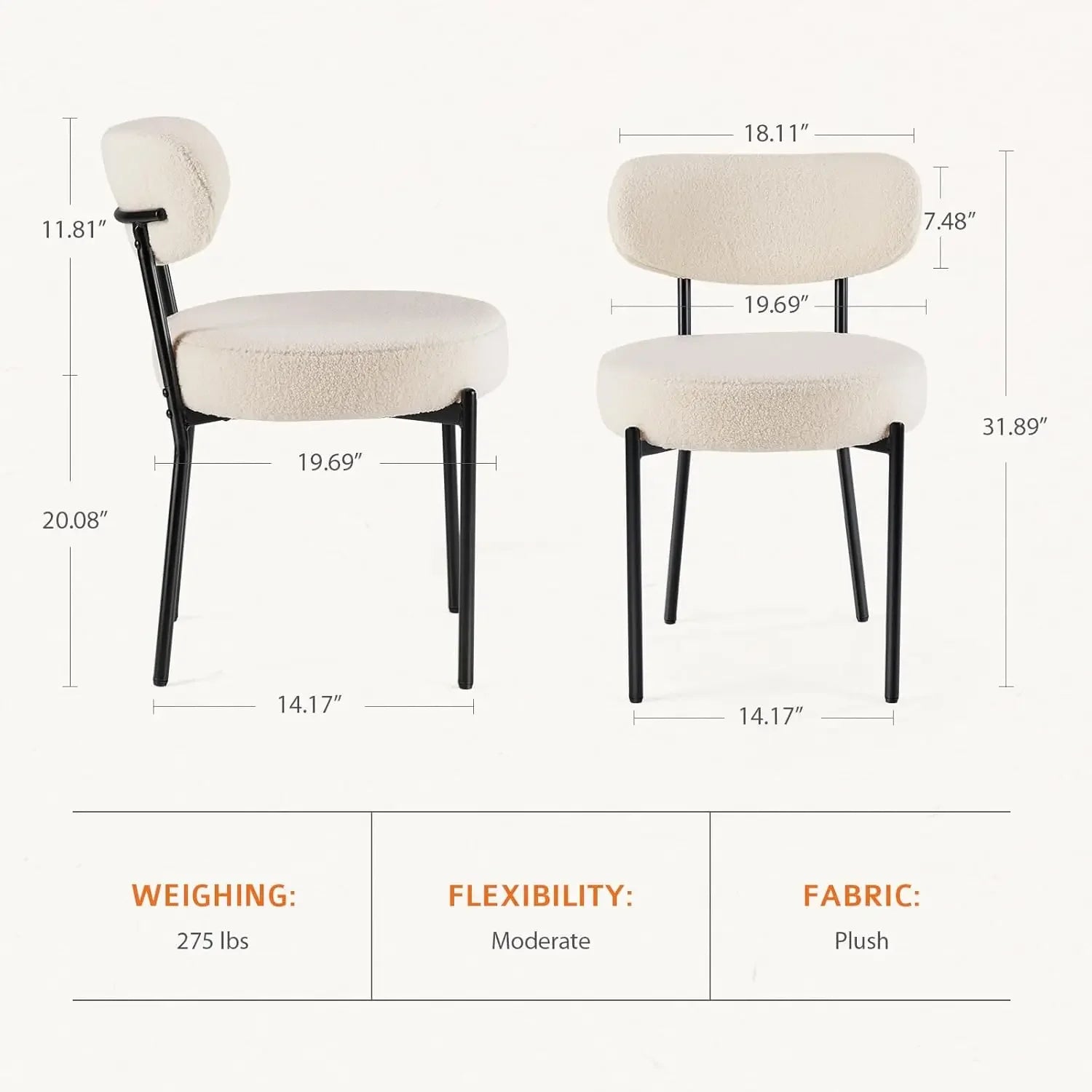 Boucle Dining Chairs Set of 2