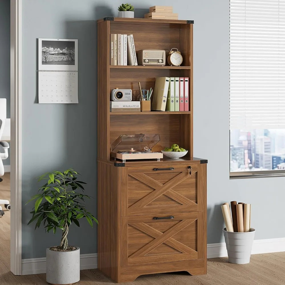 2 Drawer Wood File Cabinet with Lock
