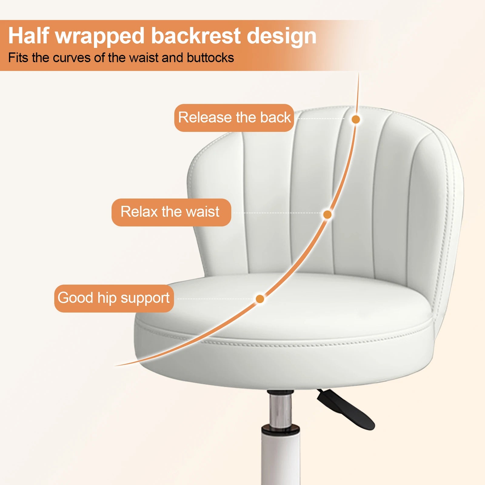 Round Rolling Armless Comfy Work Spa Chair