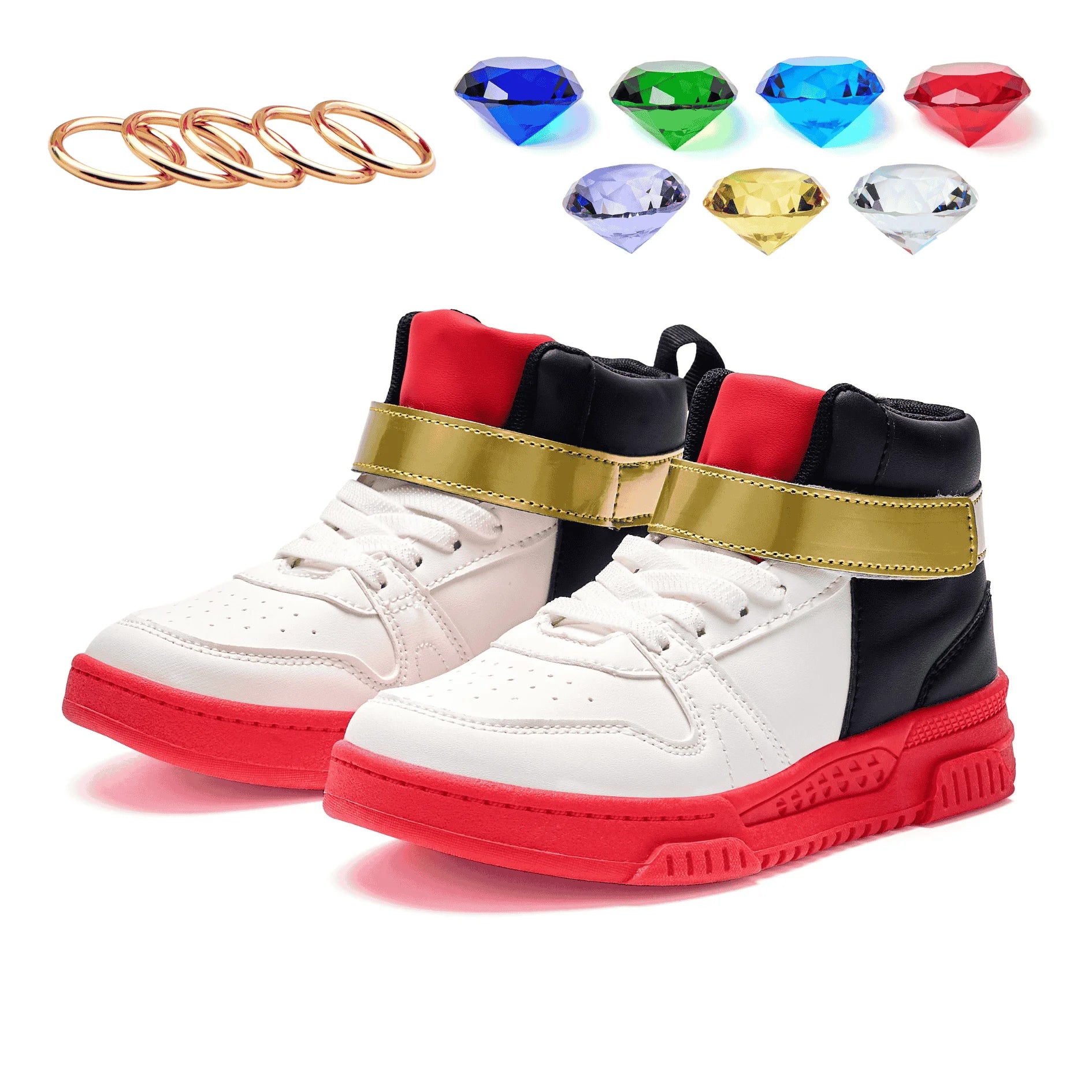 Red, Black and White Sneakers