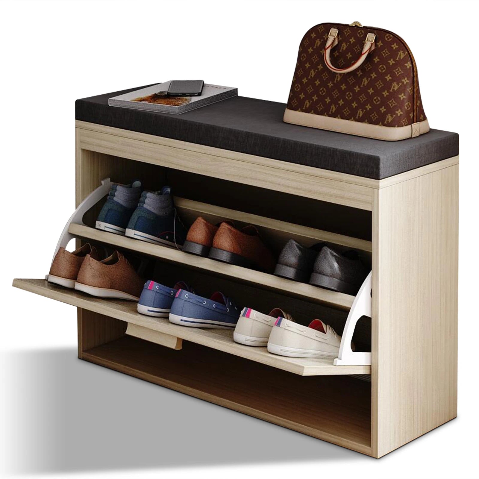 Rattan Shoe Cabinet and Seat Cushion