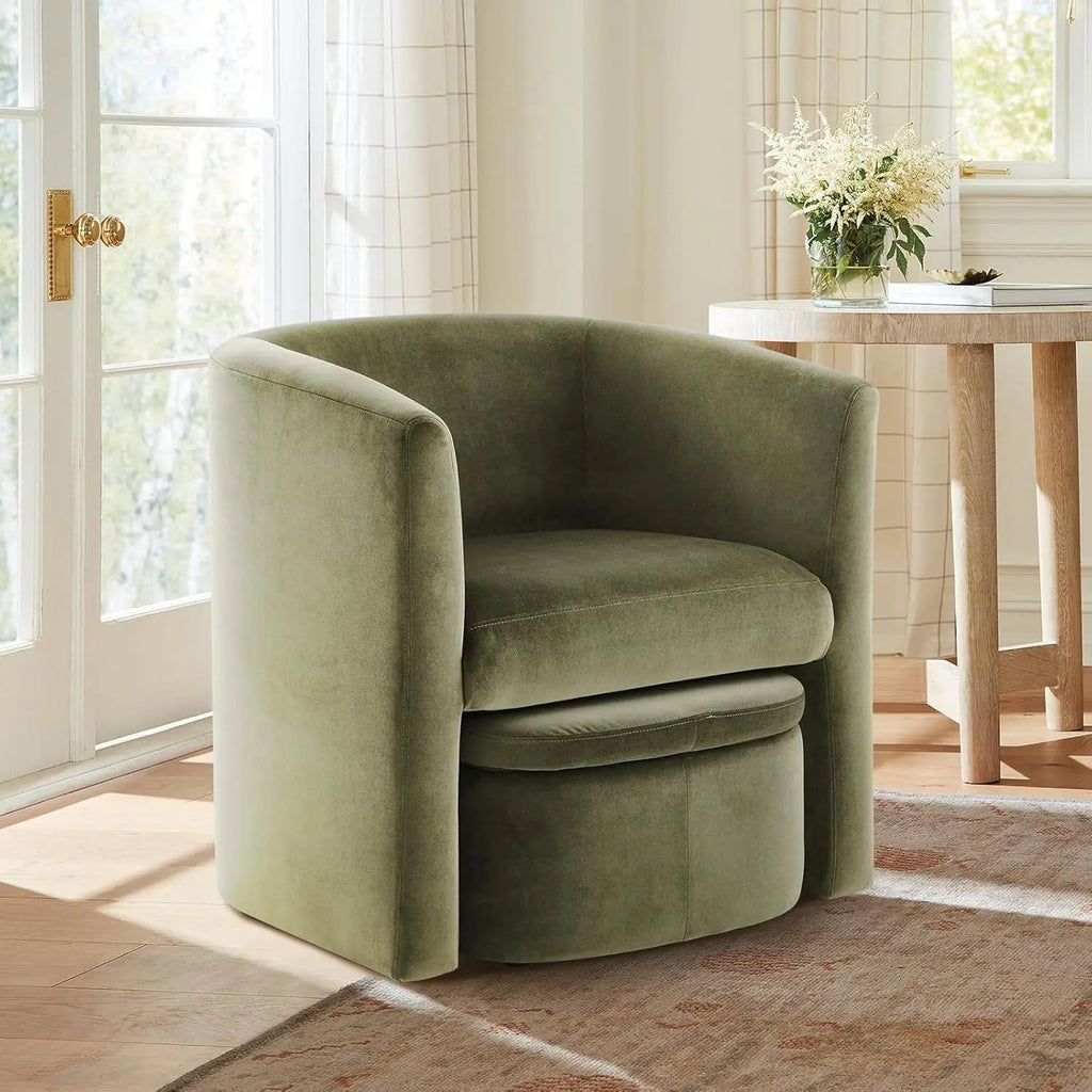Barrel Chair with Storage Ottoman