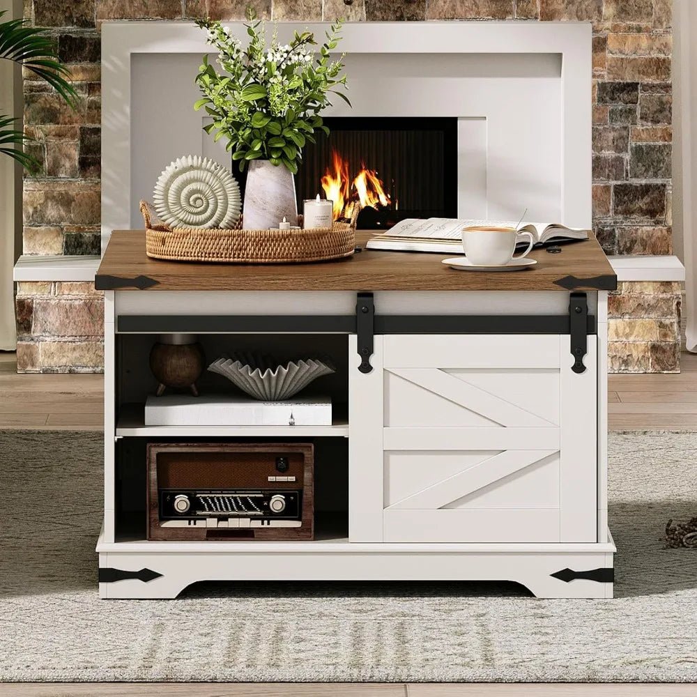 White Farmhouse Coffee Table with Storage