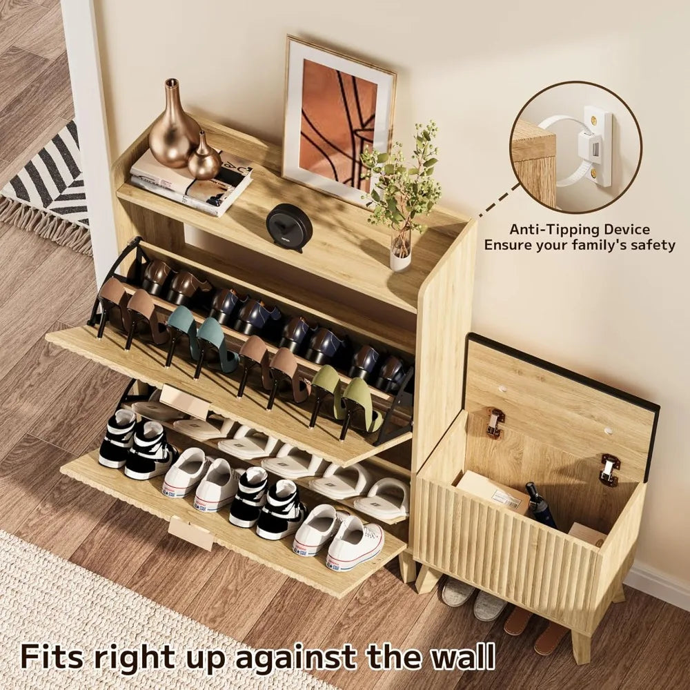 Shoe Storage Cabinet with Bench