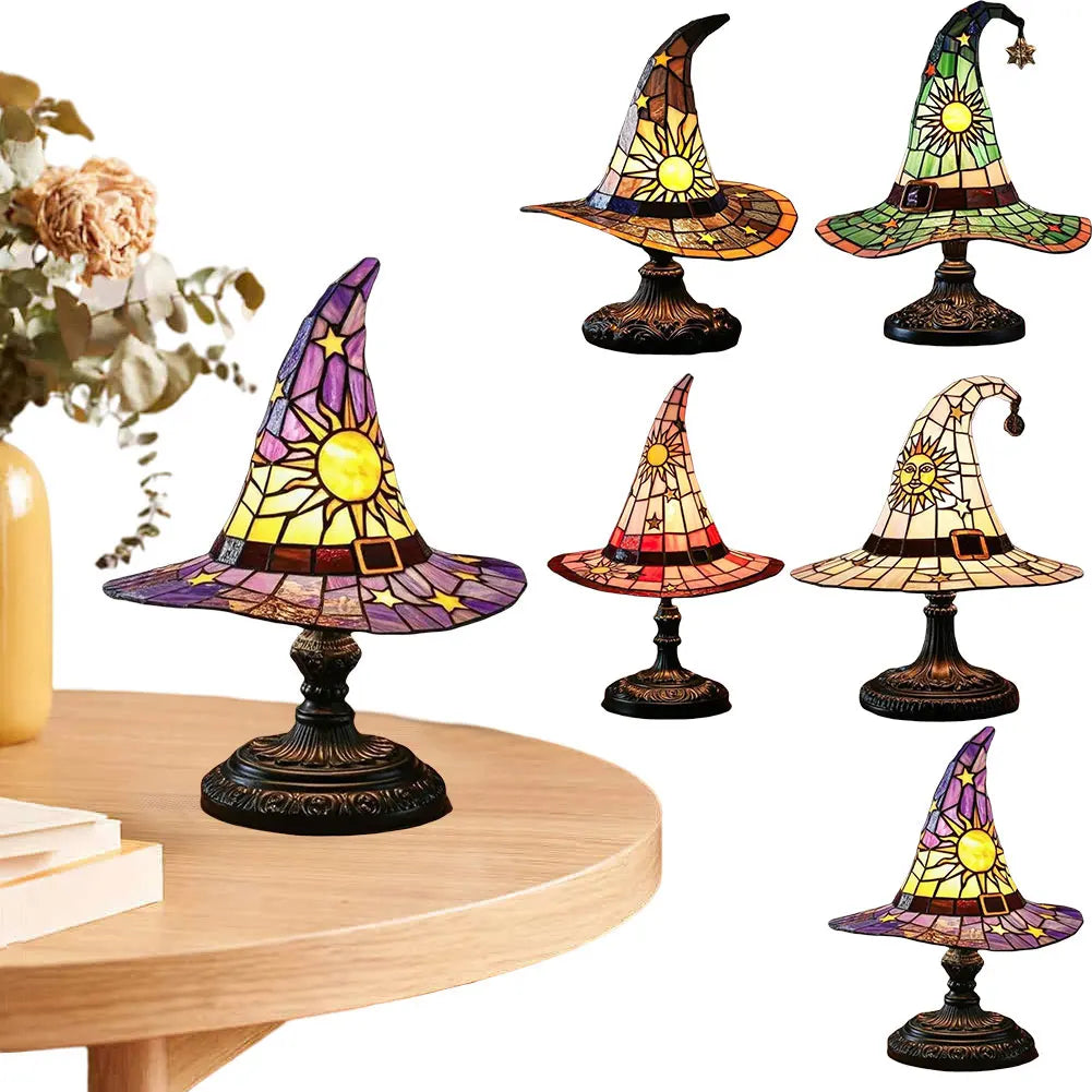 Stained Glass Witch Hat Lamp